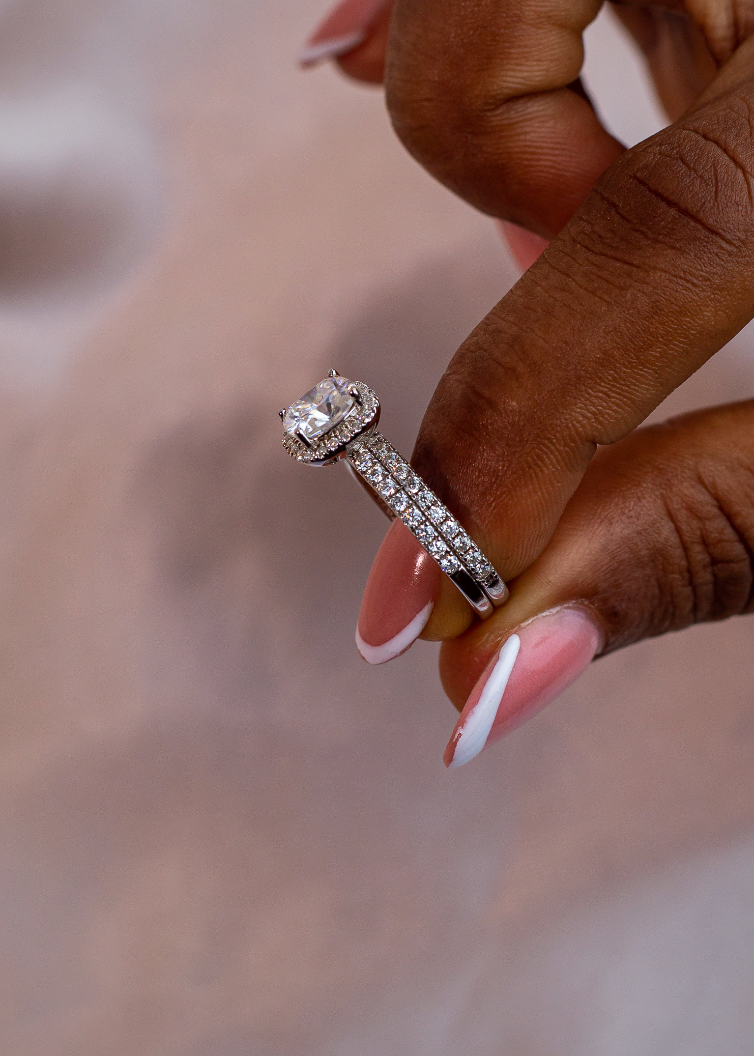 1.5CT Cushion Cut VVS MOISSANITE Bridal Set - Image 2