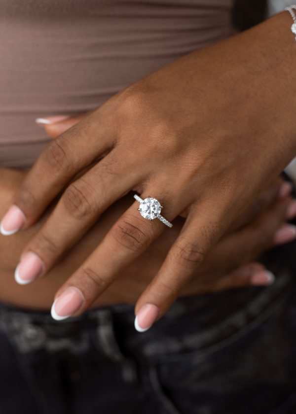 3CT Round Cut VVS MOISSANITE Engagement Ring