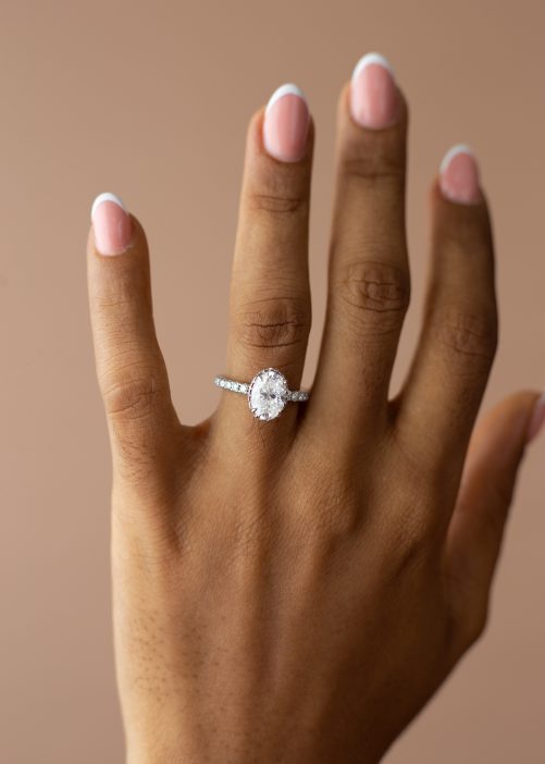 2.5CT Oval cut with Hidden Halo VVS MOISSANITE Engagement Ring