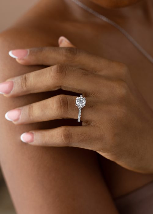 1.5CT Round Cut  with hidden halo VVS MOISSANITE Engagement Ring