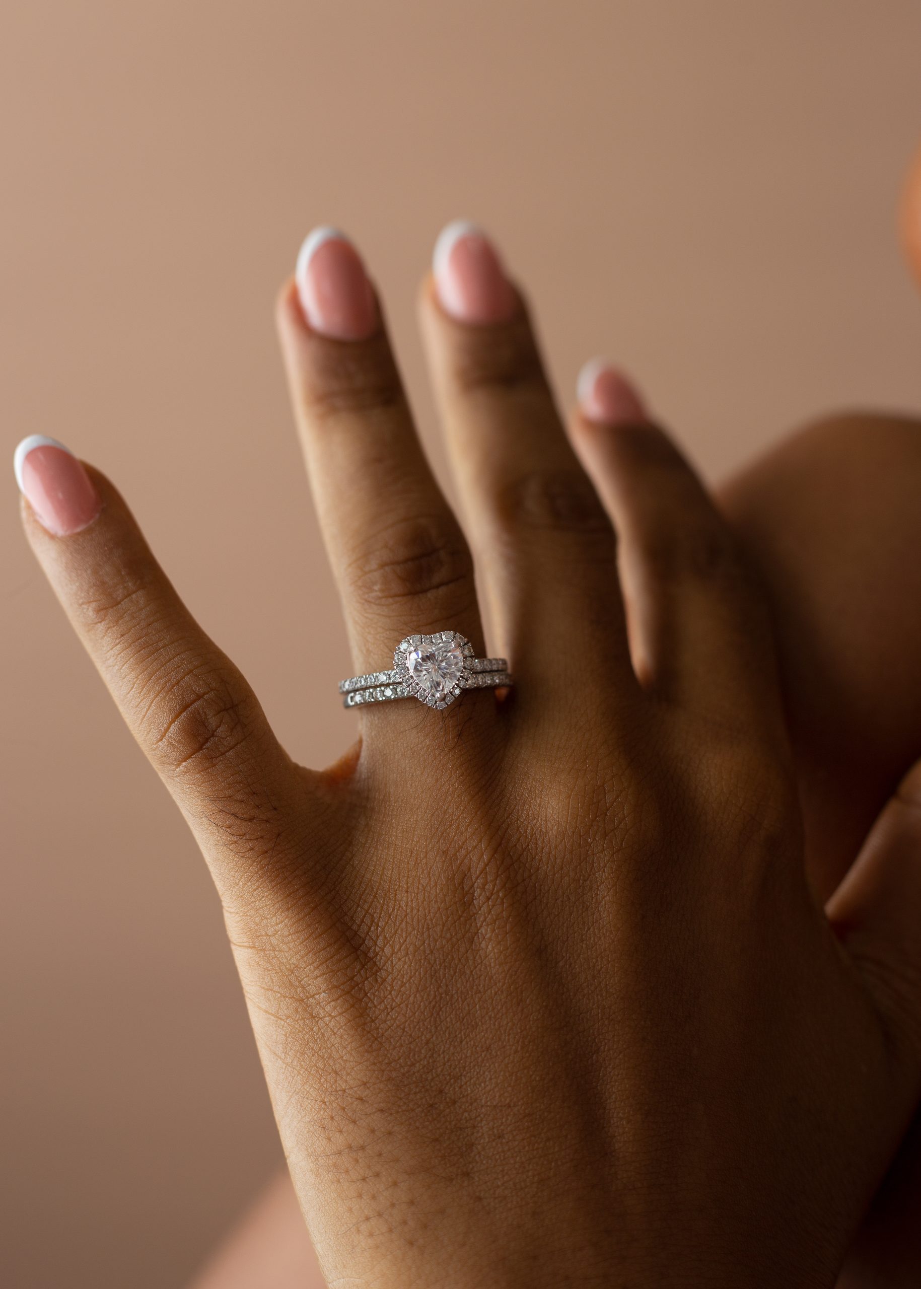 1CT Heart Cut with Halo VVS MOISSANITE Bridal Set