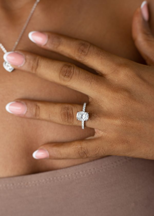 3CT Elongated Cushion Cut VVS MOISSANITE Engagement Ring