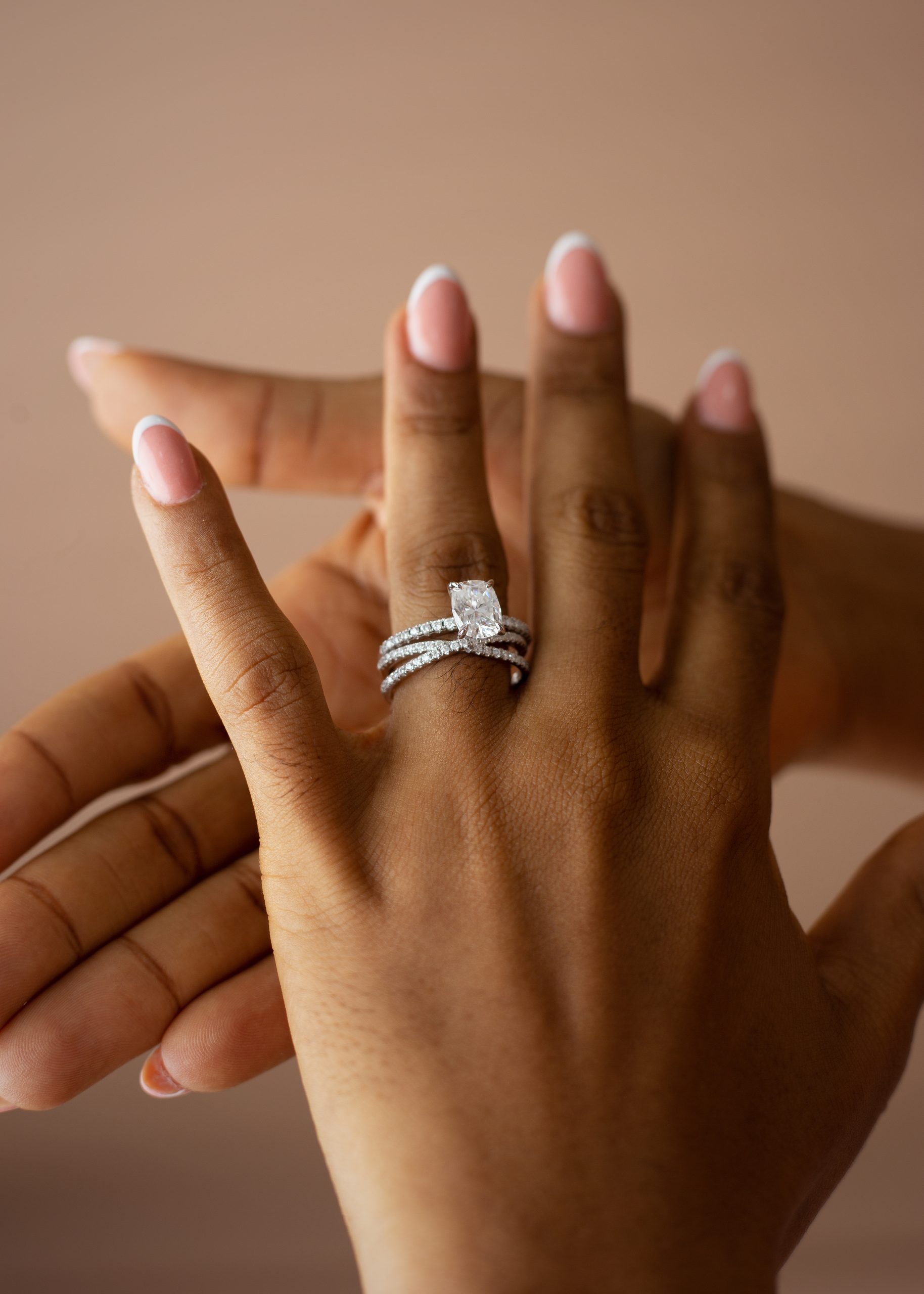 3CT Cushion Cut with Infinity Band VVS MOISSANITE Bridal Set - Image 4