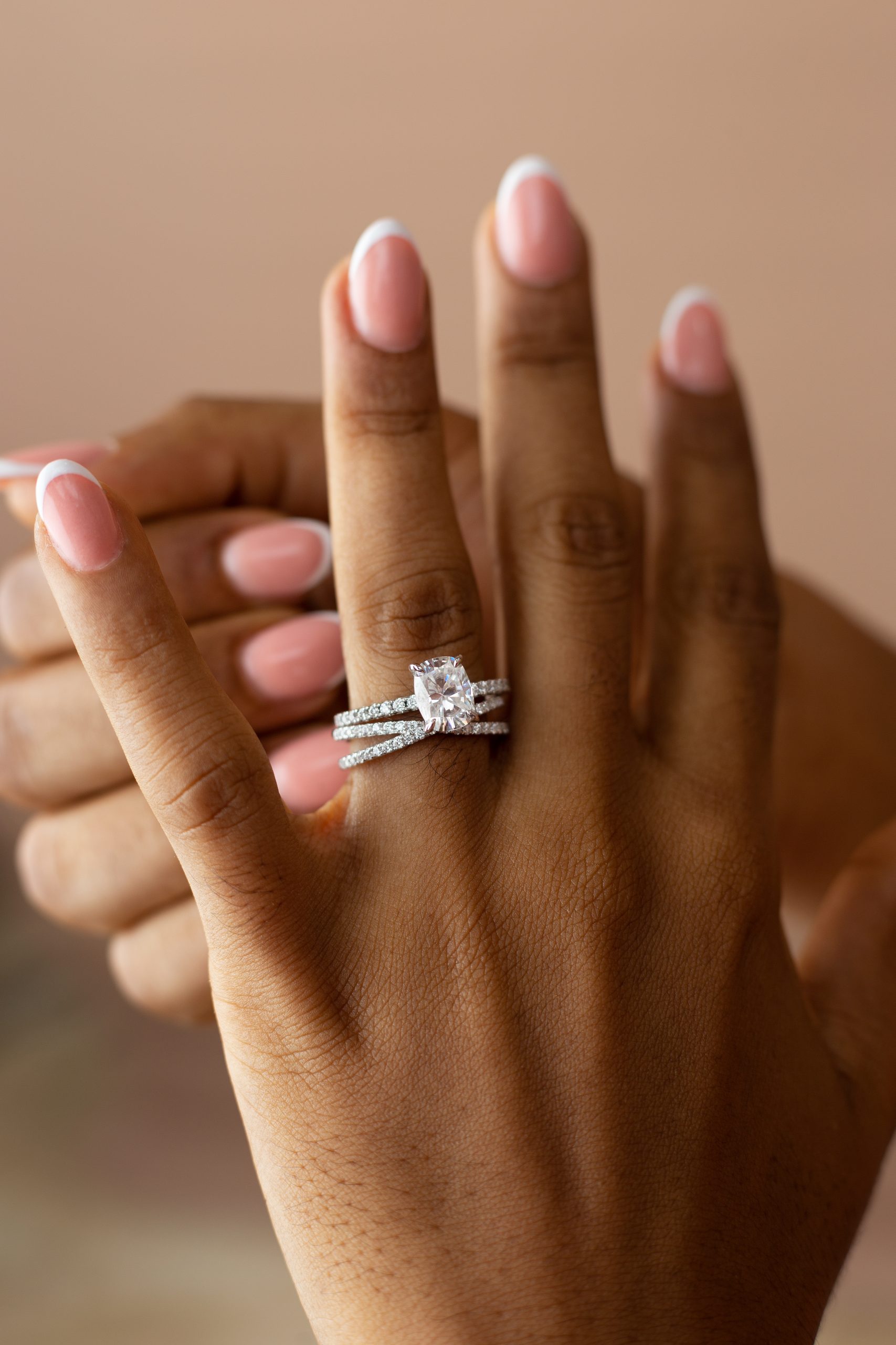 3CT Cushion Cut with Infinity Band VVS MOISSANITE Bridal Set - Image 2