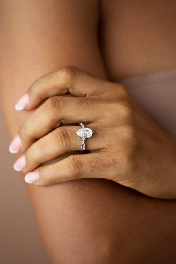 3CT Pear cut with Infinity Twist VVS MOISSANITE Engagement Ring