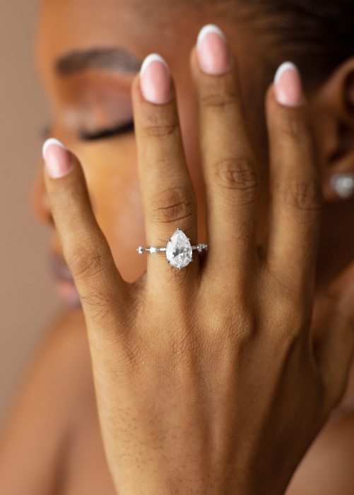 4CT Pear Cut VVS MOISSANITE Engagement Ring