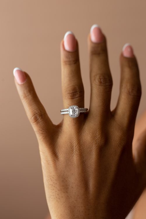1.5CT Cushion Cut VVS MOISSANITE Bridal Set