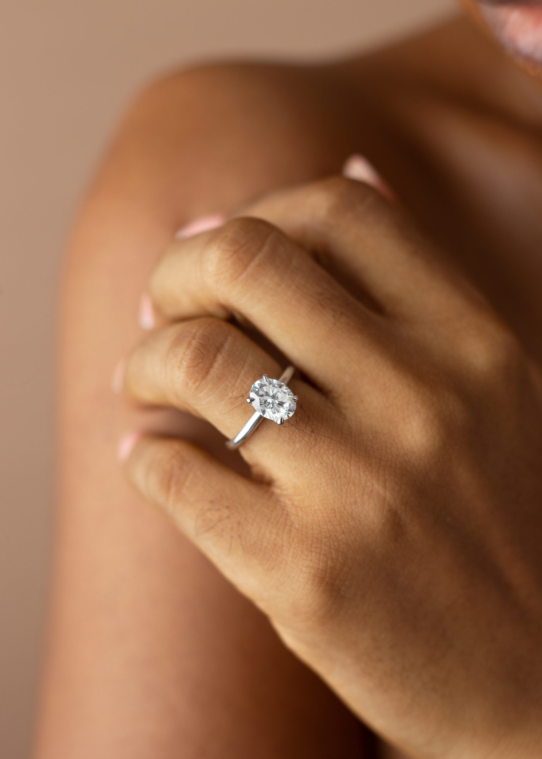 2CT Oval Cut with Hidden Halo VVS MOISSANITE Engagement Ring