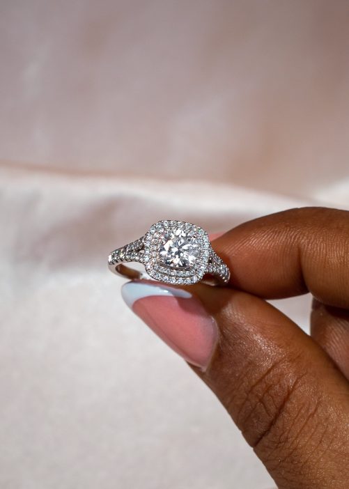 1CT Cushion Cut VVS MOISSANITE Engagement Ring