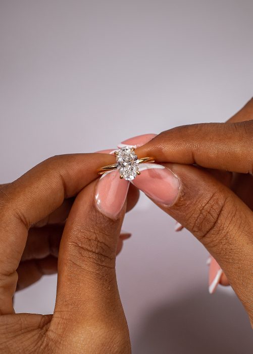 2.5CT Elongated Oval cut Diamond Engagement Ring