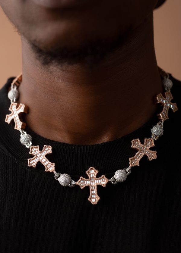 Two Toned VVS MOISSANITE Cross Cuban