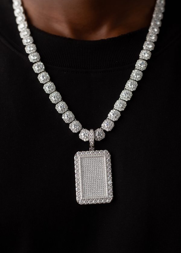 10MM Square Tennis Chain with Box Pendant VVS MOISSANITE