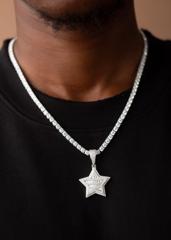 4MM VVS MOISSANITE Tennis Chain with Star Pendant