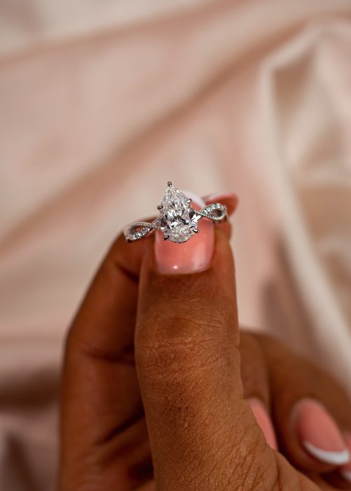 2CT Pear Cut Lab Diamond Engagement Ring