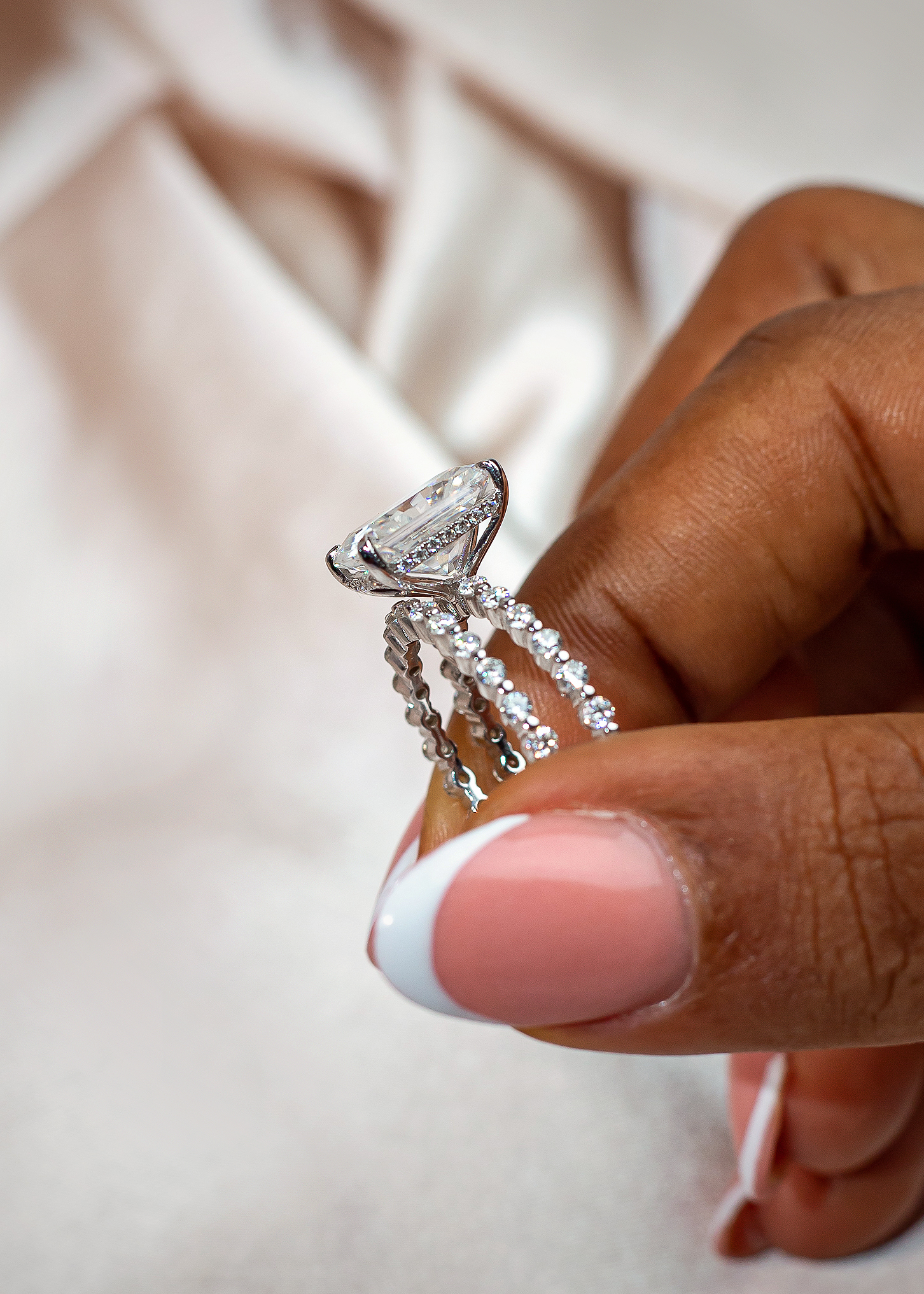 4CT Elongated Radiant Cut VVS MOISSANITE Engagement Ring - Image 6