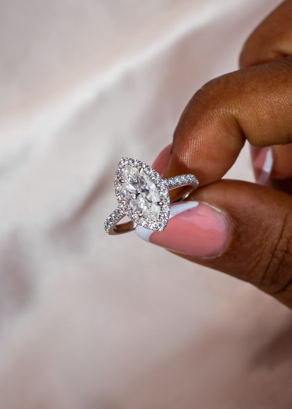 2CT Marquise Cut VVS MOISSANITE Engagement Ring