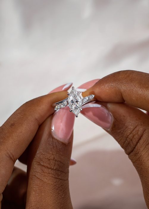 2CT Marquise Cut VVS MOISSANITE Engagement Ring