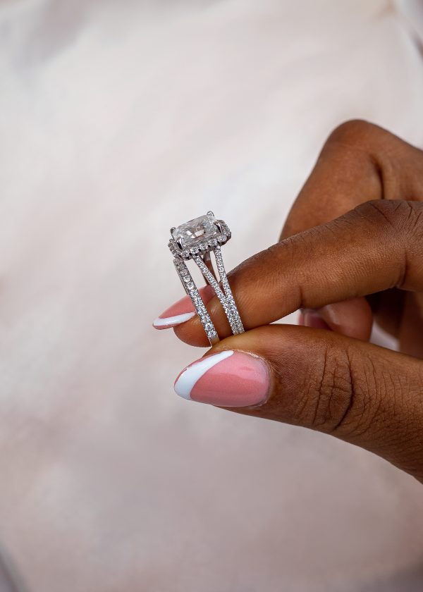 3CT Radiant Cut VVS MOISSANITE Bridal Set