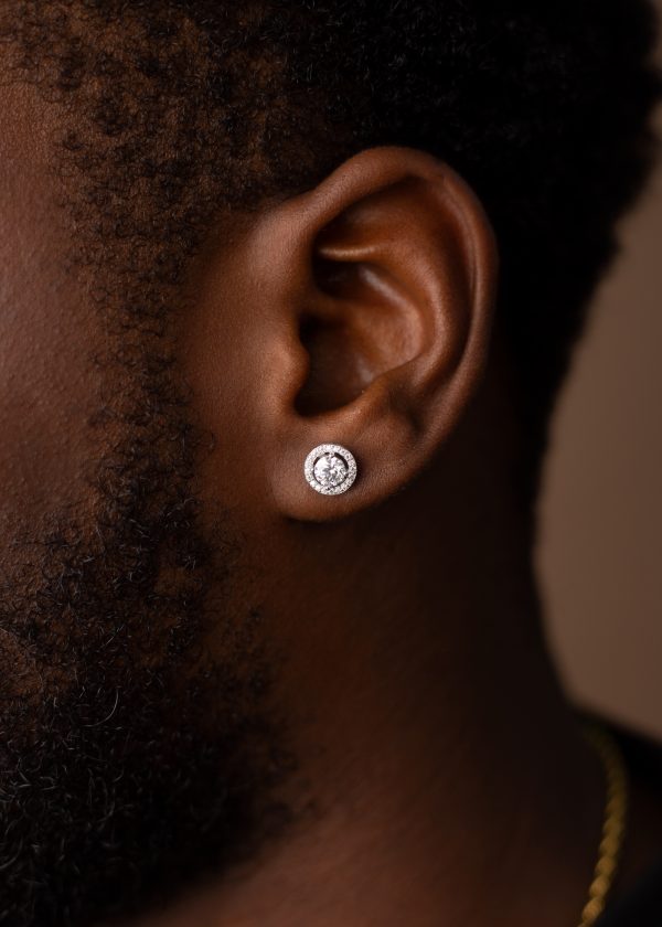 6.5MM Round Cut with Halo VVS MOISSANITE Earrings