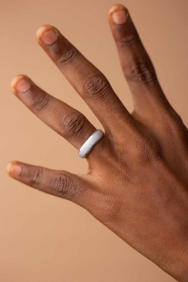 6MM Tungsten Cabride Metalic Wedding Band with Shimmer