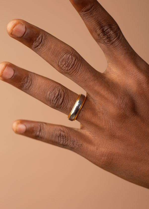 6MM Silver and Gold Tungsten Cabride Groom Wedding Band