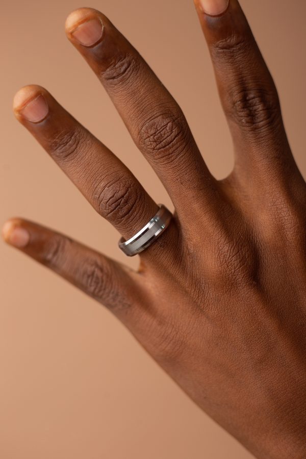 6MM Metalic Silver Tungsten Cabride Groom Wedding Band