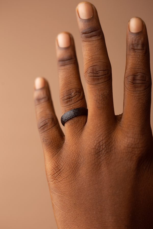 6MM Black Brick design Tungsten Cabride Groom Wedding Band