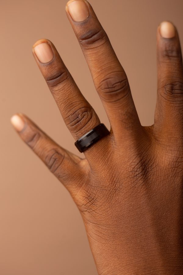 8MM Black Tungsten Cabride Groom Wedding Band