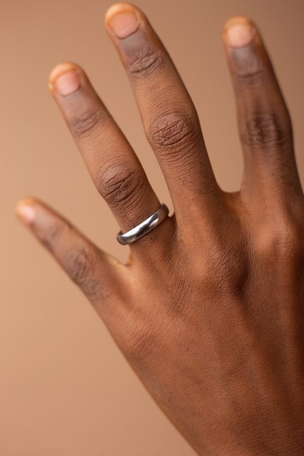 4MM Metalic Silver Tungsten Cabride Groom Wedding Band