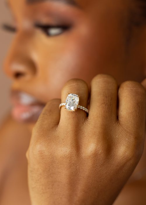 4CT Elongated Cushion cut VVS MOISSANITE Engagement Ring