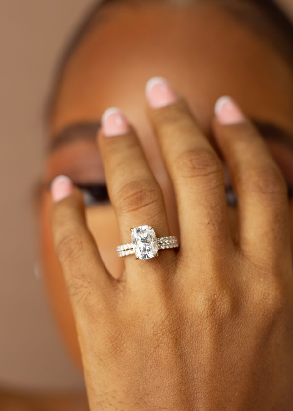 4CT Elongated Cushion cut VVS MOISSANITE Bridal Set