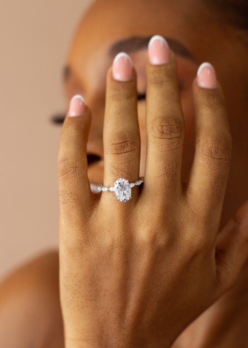 3.5CT Elongated Oval Cut VVS MOISSANITE Engagement Ring