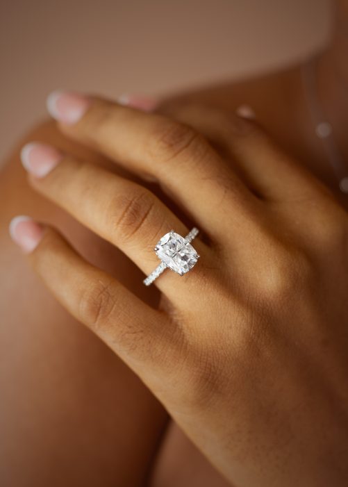 4CT Elongated Cushion Cut VVS MOISSANITE Engagement Ring