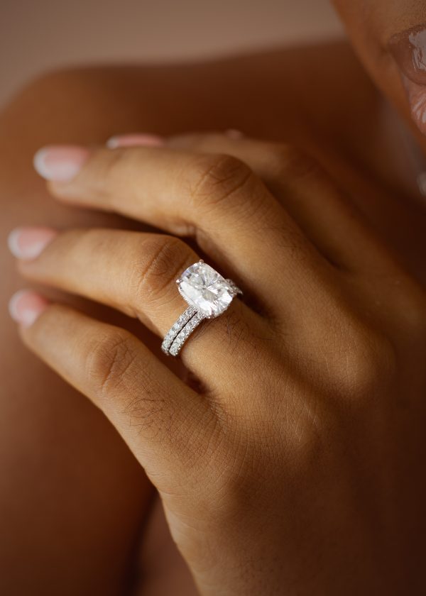 4CT Elongated Cushion Cut VVS MOISSANITE Bridal Set