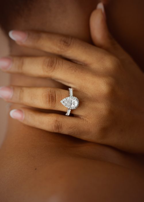 3CT Elongated Pear Cut VVS MOISSANITE Engagement Ring