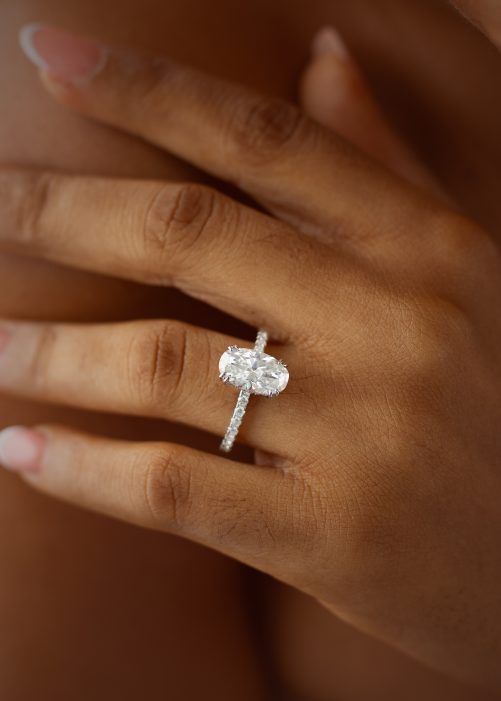 4CT Elongated Oval Cut VVS MOISSANITE Engagement Ring