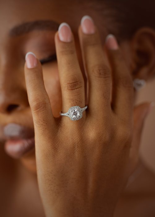 1CT Cushion Cut VVS MOISSANITE Engagement Ring