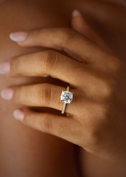 3CT Cushion Cut VVS MOISSANITE Engagement Ring