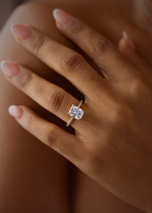 3CT Elongated Cushion Cut VVS MOISSANITE Engagement Ring