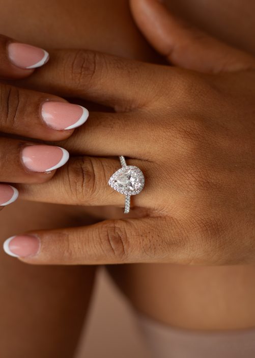 3CT Pear Cut VVS MOISSANITE Engagement Ring