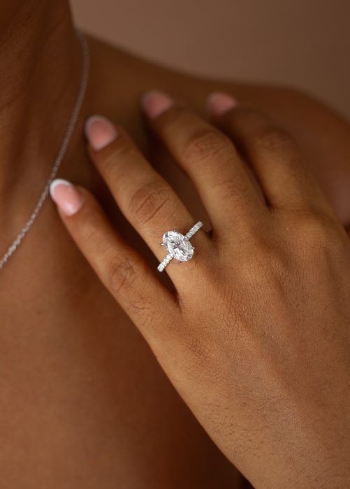 3CT Elongated Oval Cut VVS MOISSANITE Engagement Ring