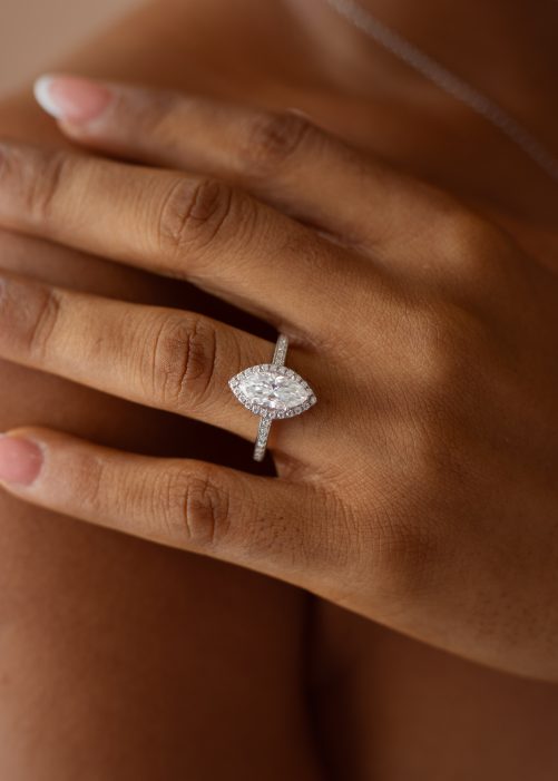 2CT Marquise Cut VVS MOISSANITE Engagement Ring