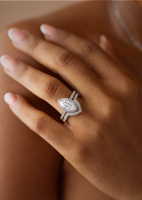 2CT Marquise Cut VVS MOISSANITE Bridal Set