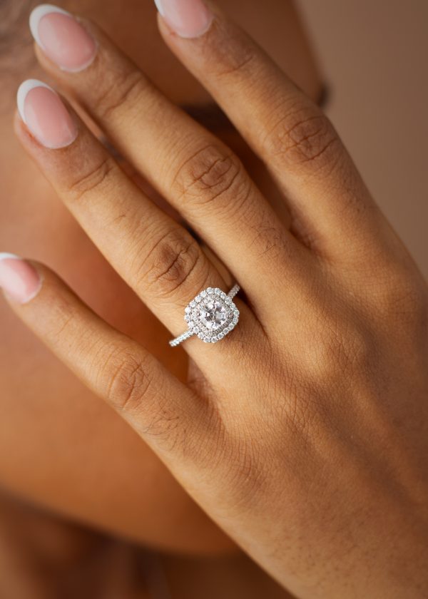 1CT Asscher Cut VVS MOISSANITE Engagement Ring