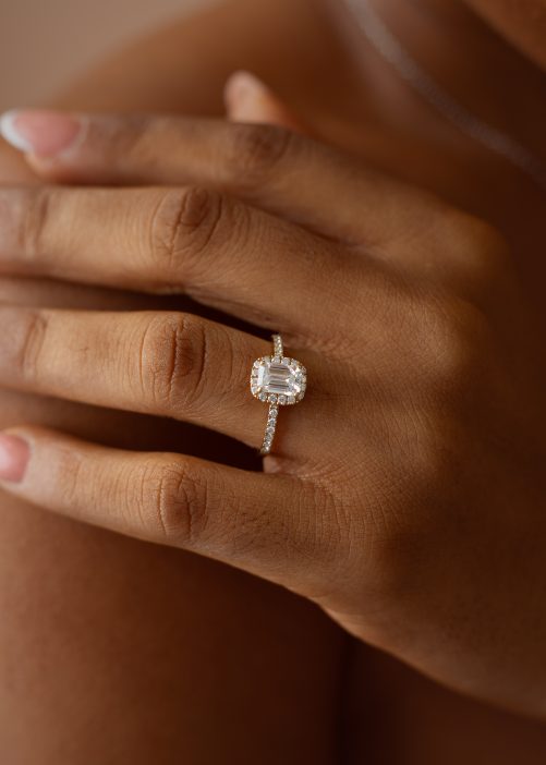 1CT Emerald Cut VVS MOISSANITE Engagement Ring