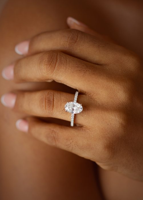 3.5CT Elongated Oval Cut VVS MOISSANITE Engagement Ring