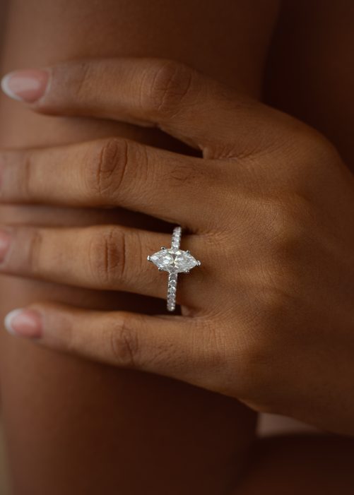 2CT Marquise Cut VVS MOISSANITE Engagement Ring