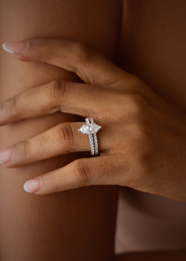 2CT Marquise Cut VVS MOISSANITE Bridal Set