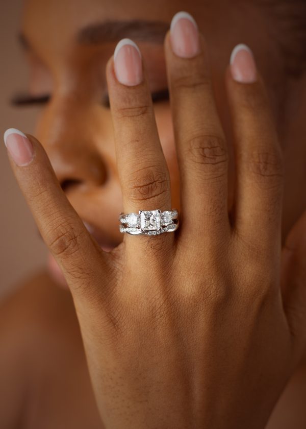 1.5CT Princess Cut VVS MOISSANITE Bridal Set