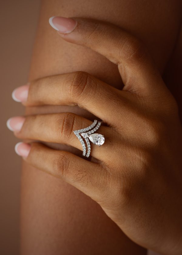 2CT Reverse Pear Cut VVS MOISSANITE Bridal Set